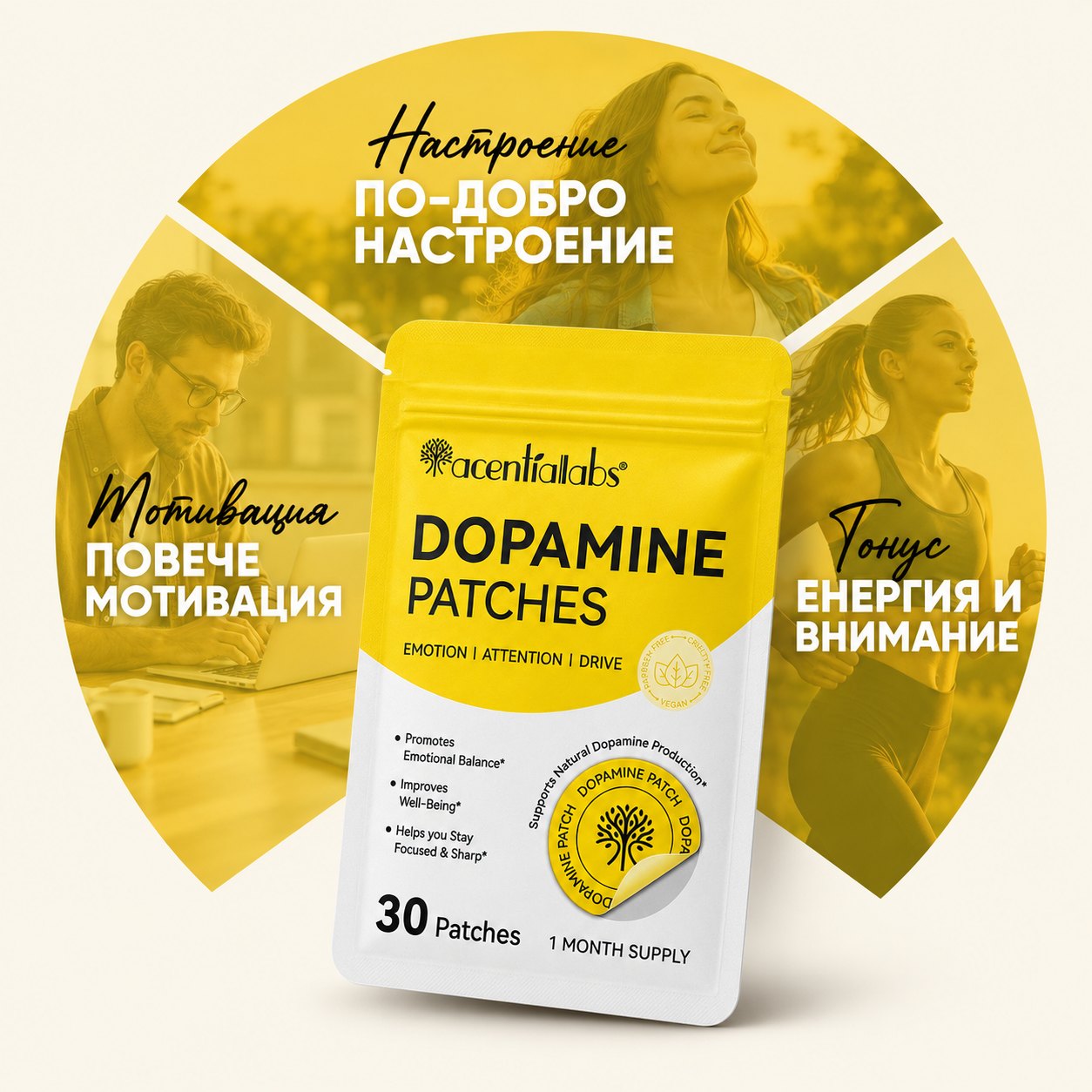 Допамин — VitaPatch уелнес пач, 30 броя
