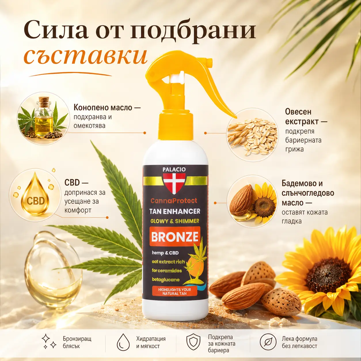 PALACIO CannaProtect Tan Enhancer Bronze с коноп 200 мл