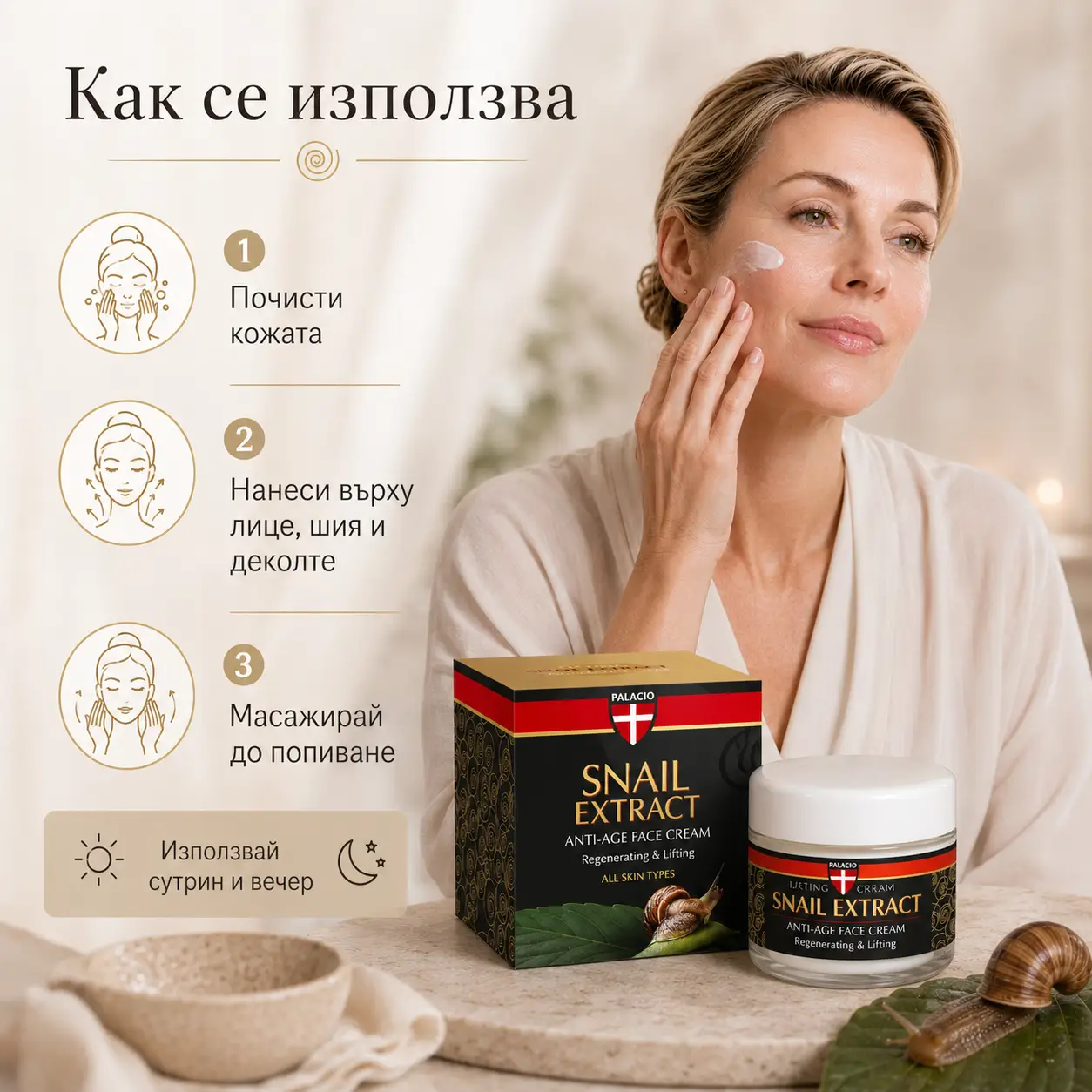 PALACIO Snail Extract Anti-age Face Cream Крем с охлюв 50 мл