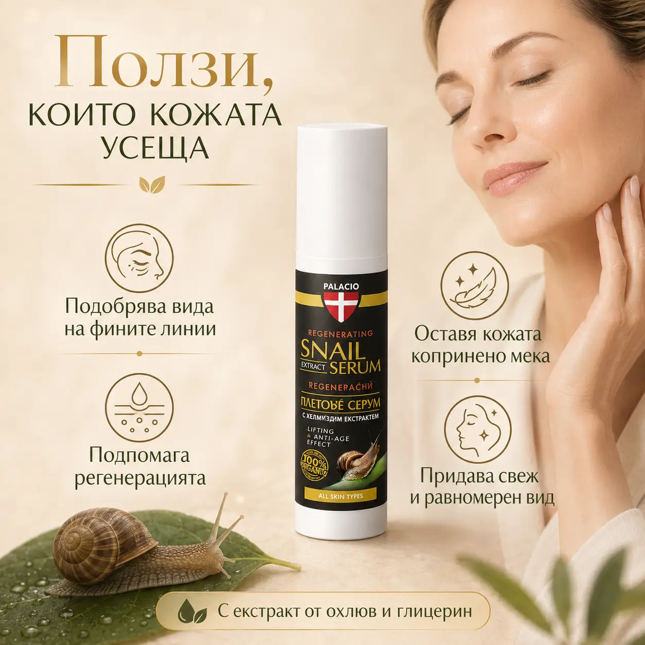 PALACIO Snail Extract Nourishing Serum Серум с екстрат от охлюв 50 мл