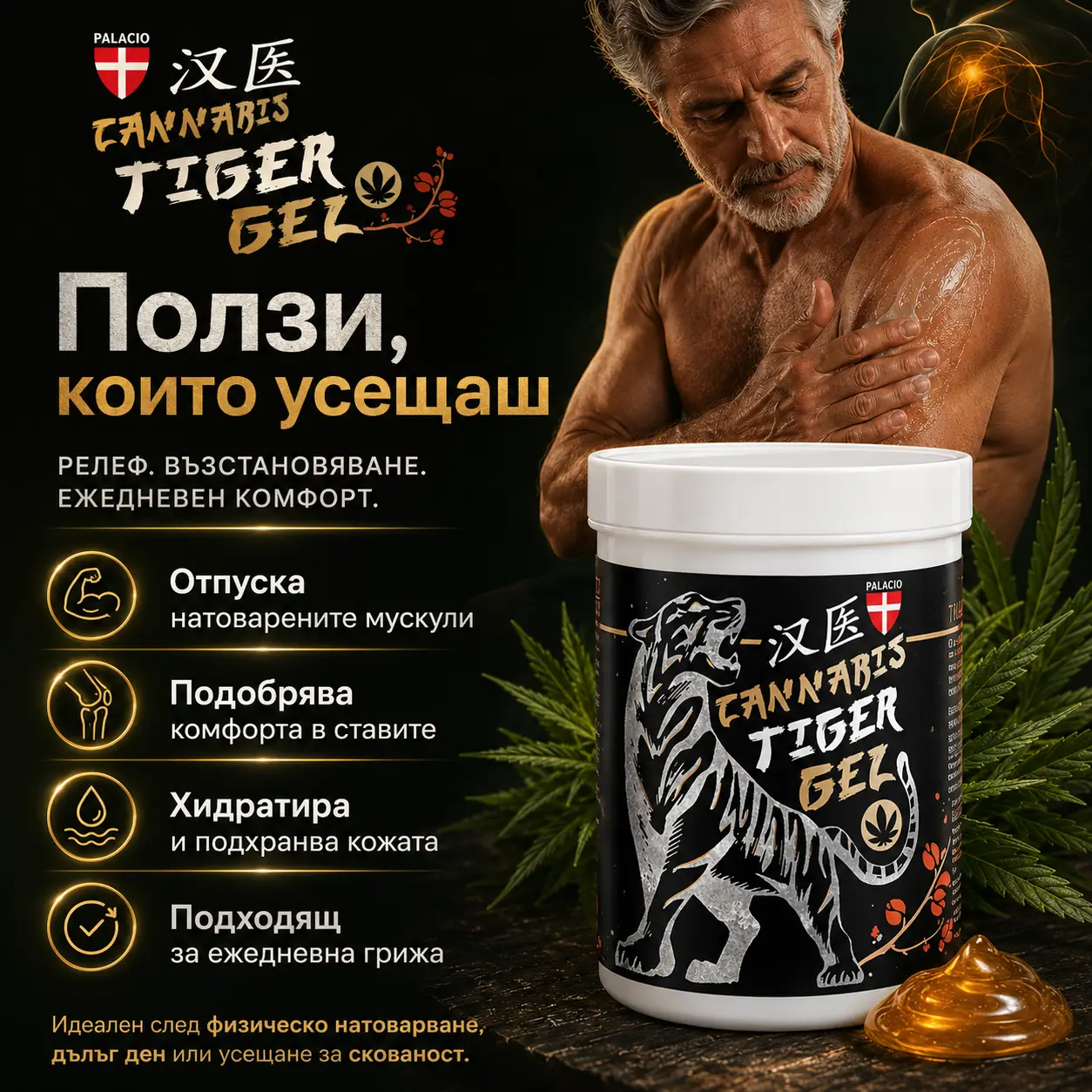 PALACIO Tiger Cannabis Масажен гел с коноп 380 мл