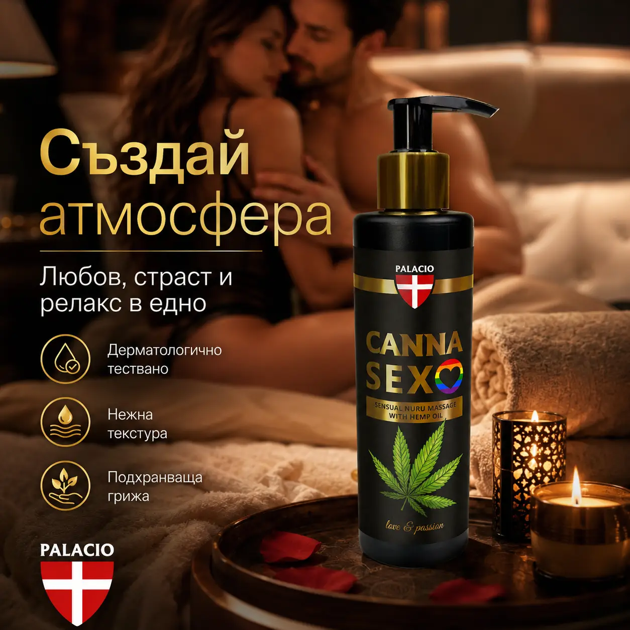 PALACIO Cannasex Сензуално масажно олио с коноп 200 мл