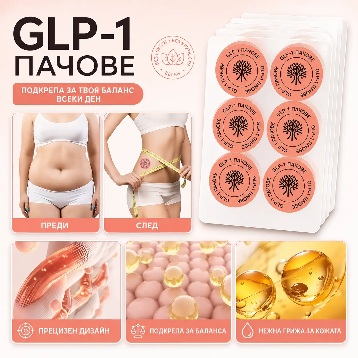 GLP-1 Balance пачове с берберин и канела за контрол на апетита - 30 броя
